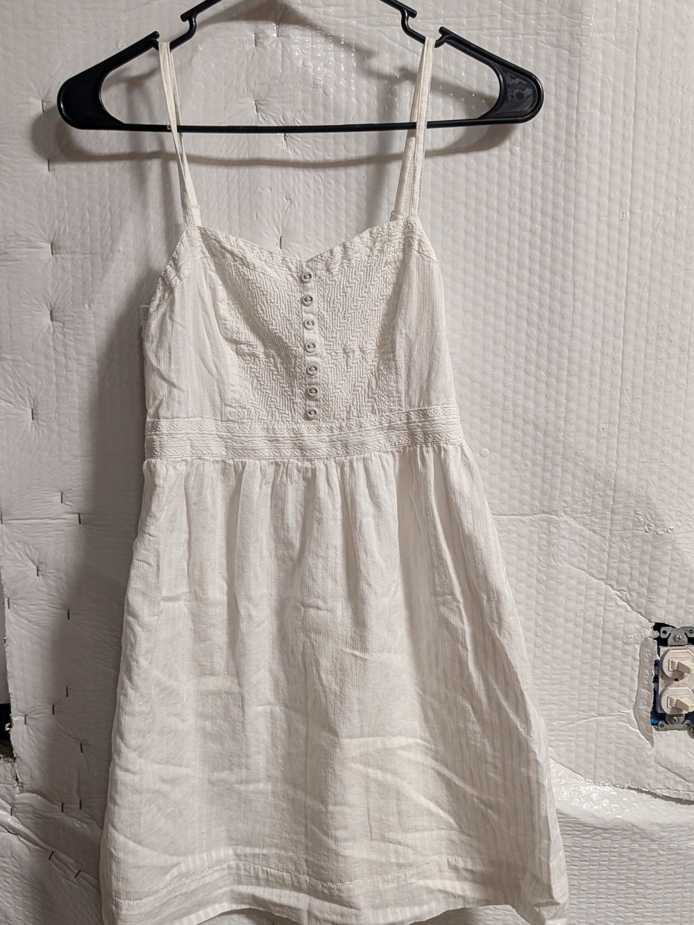American Eagle Outfitters White Textured Sundress with Elastic Back